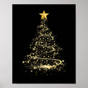 Funny Kerstboom in Goud Prettig Kerstfeest Pyjama Poster