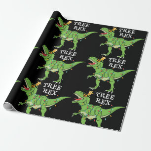 Funny kerstboom Rex Dinosaur Cadeaupapier