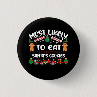 Funny kerstcadeaus Santas Cookies Quote Ronde Button 3,2 Cm