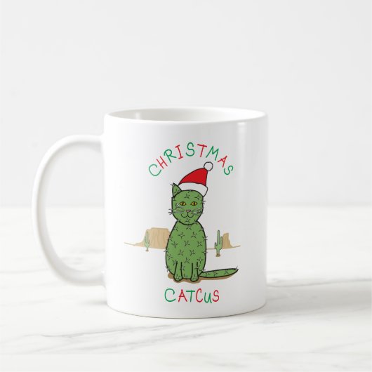Funny "kerstcatcus" Cactus Drawing Koffiemok (Links)