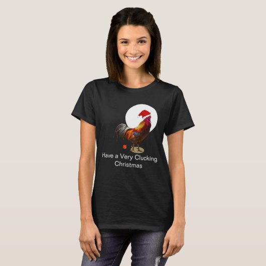 Funny KerstChicken Greeting Ugly Black T-shirt (Voorkant volledig)