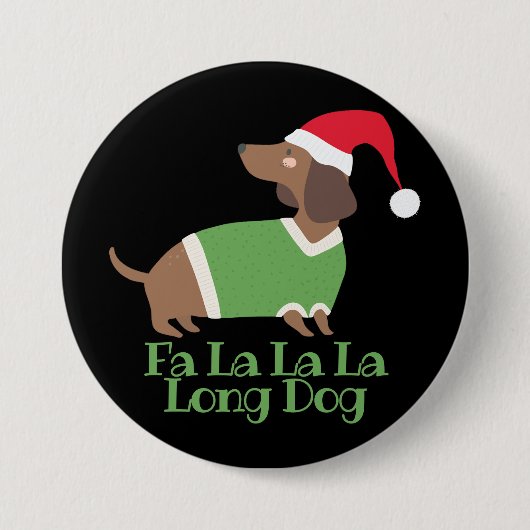 Funny Kerstdachshund Ronde Button 7,6 Cm (Voorkant)