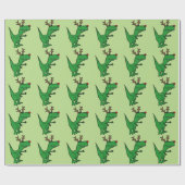 Funny Kerstdinosaur als rendierster Cadeaupapier (Vlak)