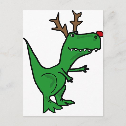 Funny Kerstdinosaur als rendierster Feestdagenkaart (Voorkant)