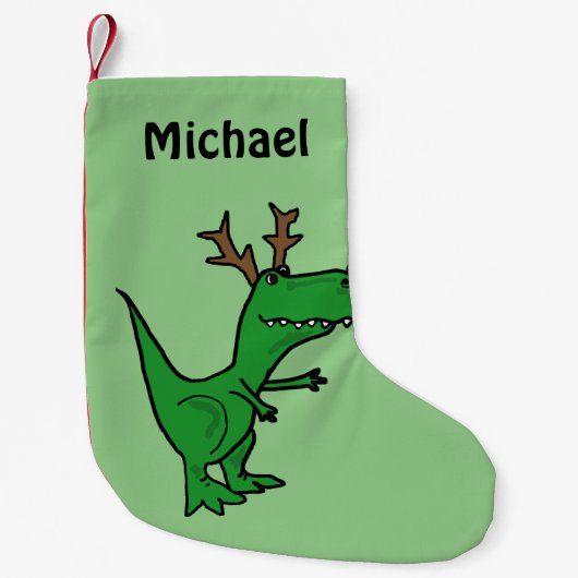Funny Kerstdinosaur Stocking Kleine Kerstsok (Voorkant)