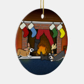 Funny KerstFireplace Corgis Ornament (Rechts)