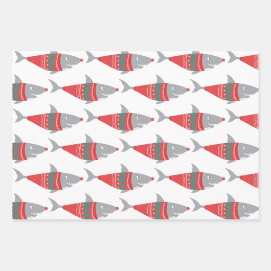 Funny Kersthaai Inpakpapier Vel (Voorkant)