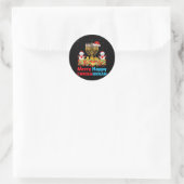 Funny Kersthanukkah Santa Hat Menorah Ronde Sticker (Tas)