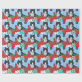 Funny Kerstkat Black Tuxedo Cuckoo Clock Cadeaupapier (Vlak)