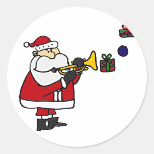 Funny Kerstkerstkerstkerstkerstman die Trumpet spe Ronde Sticker