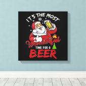 Funny Kerstkerstkerstkerstman Drink Beer Wonderfu Canvas Afdruk (Insitu (Houten vloer))