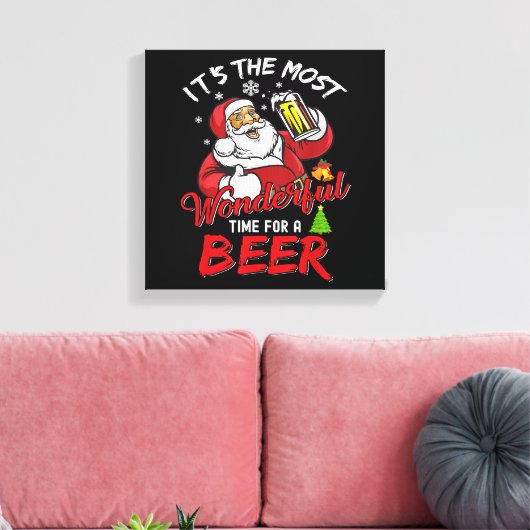 Funny Kerstkerstkerstkerstman Drink Beer Wonderfu Canvas Afdruk (Insitu (Woonkamer))