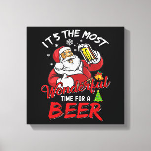 Funny Kerstkerstkerstkerstman Drink Beer Wonderfu Canvas Afdruk