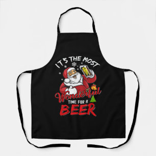 Funny Kerstkerstkerstkerstman Drink Beer Wonderfu Schort