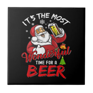 Funny Kerstkerstkerstkerstman Drink Beer Wonderfu Tegeltje