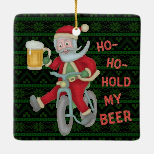 Funny kerstkerstkerstkerstman houdt mijn Humor vas Keramisch Ornament (Achterkant)