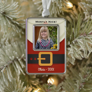 Funny kerstkerstkerstkerstman Naughty of aangename Verzilverd Kader Ornament