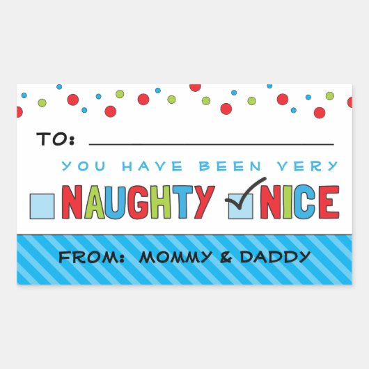 Funny kerstlist Naughty of Nice Gift Stickers (Voorkant)