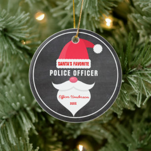 Funny kerstman's favoriete politieagent keramisch ornament