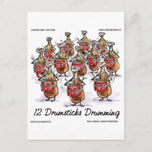 Funny Kerstmis 12 Drumsticks Drumming Gifts & T-sh Feestdagenkaart