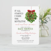 Funny Kerstmis Baby shower Mistletoe Kaart (Staand voorkant)