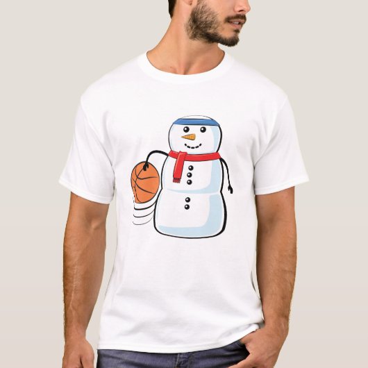 Funny Kerstmis Basketball Snowman T-shirt (Voorkant)