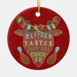 Funny Kerstmis Blitzen Chicken Reindeer Humor Keramisch Ornament