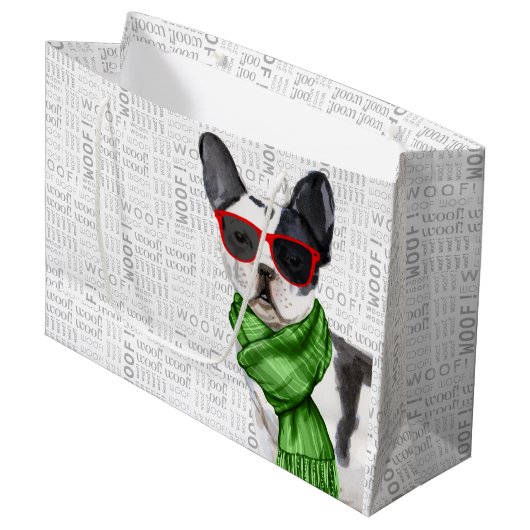 Funny Kerstmis Boston Terrier Dog Groot Cadeauzakje (Voorkant Gekanteld)