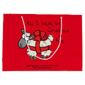 Funny Kerstmis Cartoon Groot Cadeauzakje (Achterkant)