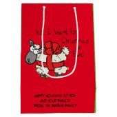 Funny Kerstmis Cartoon Medium Cadeauzakje (Achterkant)