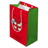 Funny Kerstmis Cartoon Medium Cadeauzakje (Achterkant Gekanteld)