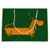 Funny Kerstmis Dachshund Reindeer Large Cadeauzakje (Voorkant)