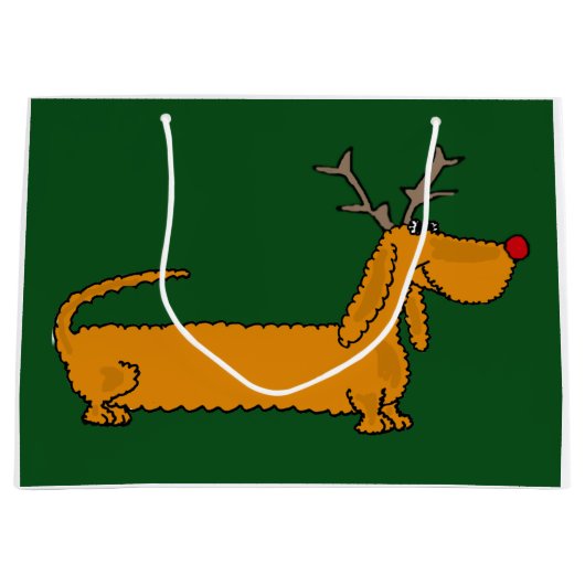 Funny Kerstmis Dachshund Reindeer Large Cadeauzakje (Voorkant)