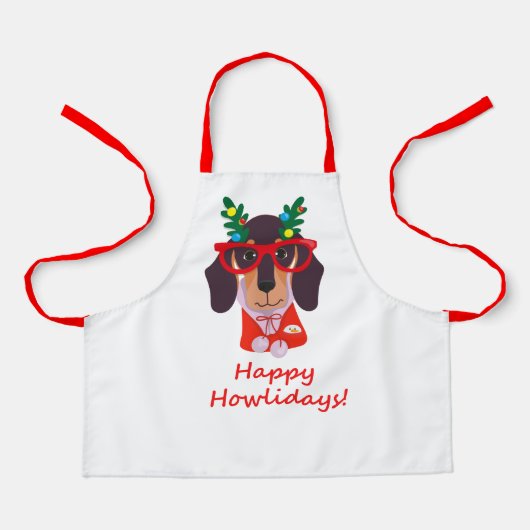 Funny Kerstmis Dog Festive Holiday Dachshund Cute Schort (Voorkant)
