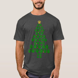 Funny Kerstmis Dog Paw Tree XMAS Dog Paw Christma T-shirt