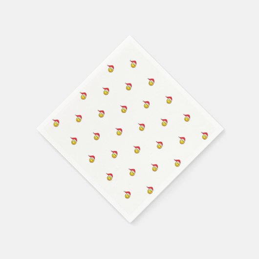 Funny Kerstmis Emoji Santa Hat Pattern Servetten (Hoek)