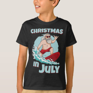 Funny Kerstmis In Juli Zomer Kerstman Surfen Surfp T-shirt