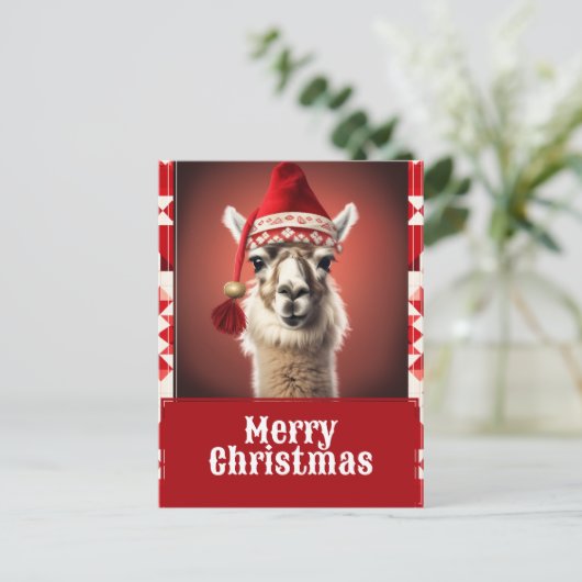Funny Kerstmis Llama Briefkaart (Staand voorkant)