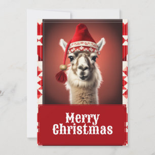 Funny Kerstmis Llama Feestdagenkaart