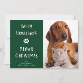 Funny Kerstmis met Hond en Kat met Foto Feestdagenkaart (Voorkant)