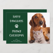 Funny Kerstmis met Hond en Kat met Foto Feestdagenkaart (Voorkant / Achterkant)