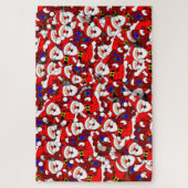 Funny Kerstmis Modern Whimsical Santa Collage Legpuzzel (Verticaal)