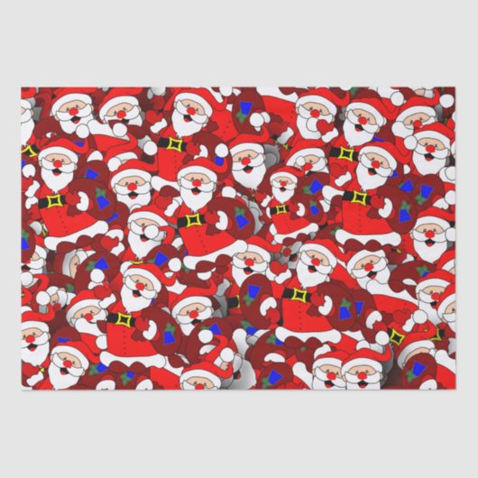 Funny Kerstmis Modern Whimsical Santa Collage Tissuepapier (Voorkant)