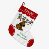 Funny Kerstmis Moose Grote Kerstsok (Voorkant (Hangend))