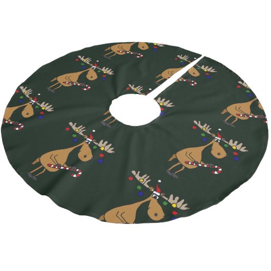Funny Kerstmis Moose Tree Skirt Kerstboom Rok (Gekanteld)
