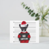 Funny Kerstmis Mugshot Bad Santa's Dog Feestdagenkaart (Staand voorkant)