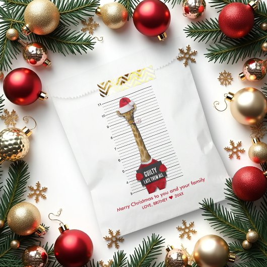 Funny Kerstmis Mugshot Guilty Giraffe Bedankzakje