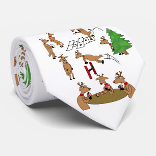 Funny Kerstmis Necktie Reindeer Spellen Stropdas