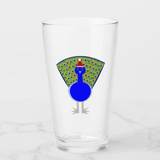 Funny Kerstmis Peacock Glas (Voorkant)