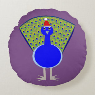 Funny Kerstmis Peacock Rond Kussen